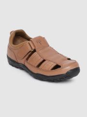 Woodland Men Tan Brown Leather Fisherman Sandals