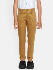 Indian Terrain Boys Khaki Brown Solid Chinos