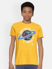 Indian Terrain Boys Yellow Printed T-shirt