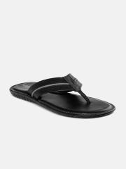 Woodland Men Black Leather Comfort Sandals