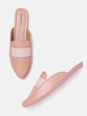 DressBerry Women Pink Solid Mules