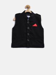 612 league Boys Black Nehru Jacket