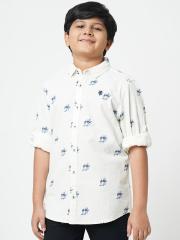 URBAN SCOTTISH Boys White Printed Casual Shirt