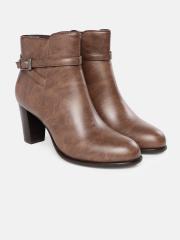 Roadster Women Brown Solid Mid-Top Block Heeled Boots