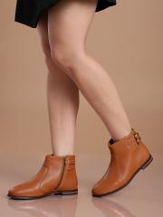 DressBerry Women Tan Brown Flat Boots