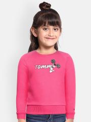 Tommy Hilfiger Girls Pink Solid Sweatshirt