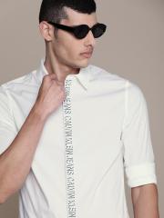 Calvin Klein Jeans Men White Casual Shirt With Shadow Logo Tape