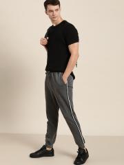 ether Men Charcoal Grey Solid Joggers