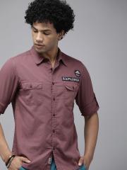 Roadster Men Maroon Solid Casual Shirt