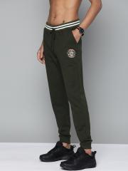 Harvard Men Olive Green Solid Joggers