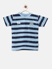 Manchester City FC Boys Blue Striped T-shirt