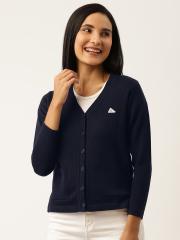 Monte Carlo Women Navy Blue Solid Cardigan