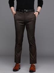 Raymond Men Brown Self-Design Slim Fit Formal Trousers