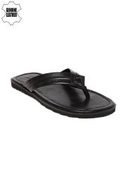 Ruosh Men Black Genuine Leather Sandals