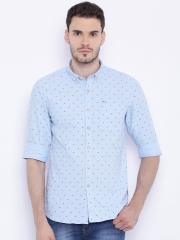 Flying Machine Men Blue Printed Casual Shirt