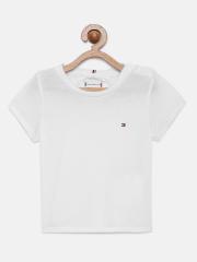 Tommy Hilfiger Girls White Solid T-shirt