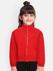 Tommy Hilfiger Girls Red Solid Sweatshirt