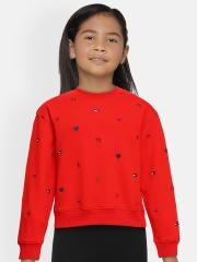 Tommy Hilfiger Girls Red Embroidered Sweatshirt