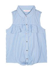 Budding Bees Girls Blue Striped Regular Top