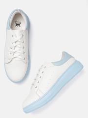 Kook N Keech Women White & Blue Sneakers