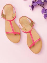 DressBerry Women Pink Solid Open Toe Flats