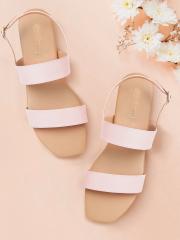 DressBerry Women Pink Solid Open Toe Flats