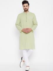 even Men Solid Green Kurta