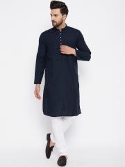 even Men Blue Solid Kurta