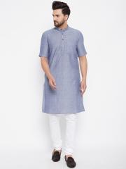 even Men Grey Woven Design Kurta