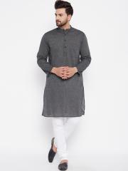 even Men Grey Striped Kurta