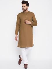 even Men Brown Solid Kurta