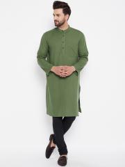 even Men Green Solid Kurta