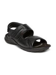 Red Chief Men Black Leather Sandals