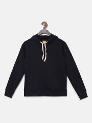 Instafab Boys Black Hooded Sweatshirt