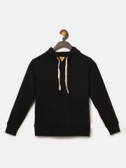 Instafab Boys Black Hooded Sweatshirt