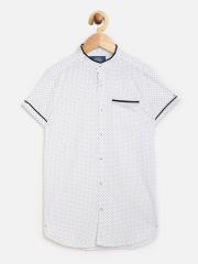 One Friday Boys White Printed Casual Shirt