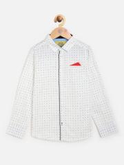 One Friday Boys White Printed Casual Shirt