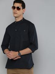 The Indian Garage Co Men Navy Blue Solid Kurta