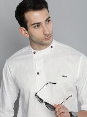 The Indian Garage Co Men White Solid Kurta