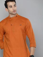 The Indian Garage Co Men Orange Solid Kurta