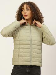 Okane Women Green Solid Padded Jacket