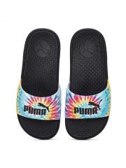 Puma Women Black & Multicoloured Printed Sliders