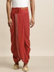 SOJANYA Men Maroon Solid Cotton Dhoti Pants