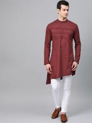 See Designs Men Burgundy Solid  Kurta