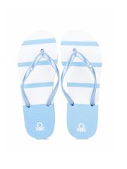 United Colors of Benetton Women White & Blue Flip Flops