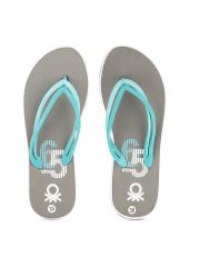 United Colors of Benetton Men Grey & Blue Flip Flops