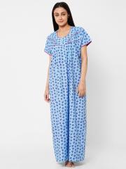 Sweet Dreams Women Blue & Pink Printed Nightdress