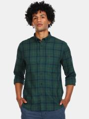 U S Polo Assn Men Green Checked Casual Shirt