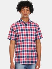 U S Polo Assn Men Pink Checked Casual Shirt