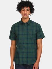 U S Polo Assn Men Green Checked Casual Shirt